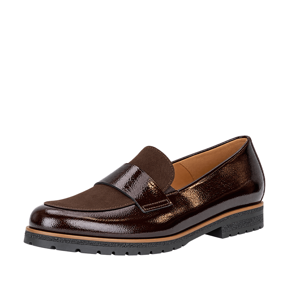 Mocassins Gabor 4005.01.009 Marron - Cuir Vernis Élastique Grande Pointure Femme - Magenta Chaussures