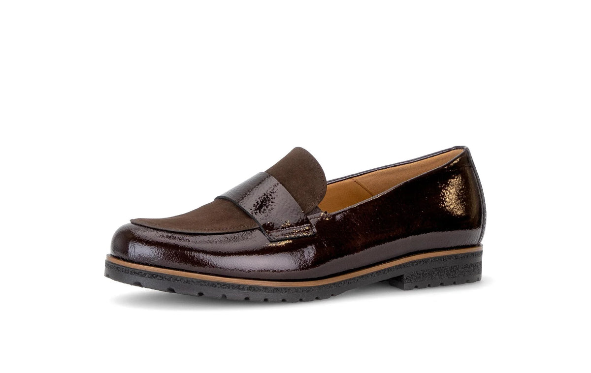 Mocassins Gabor 4005.01.009 Marron - Cuir Vernis Élastique Grande Pointure Femme
