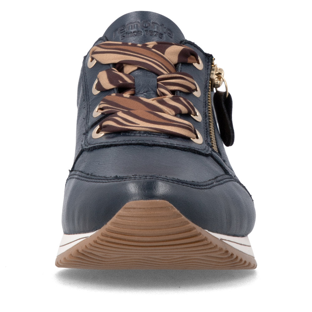 Baskets Remonte D0H11-15 Bleues - Cuir Lisse Talon Plat Grande Pointure Femme - Magenta Chaussures