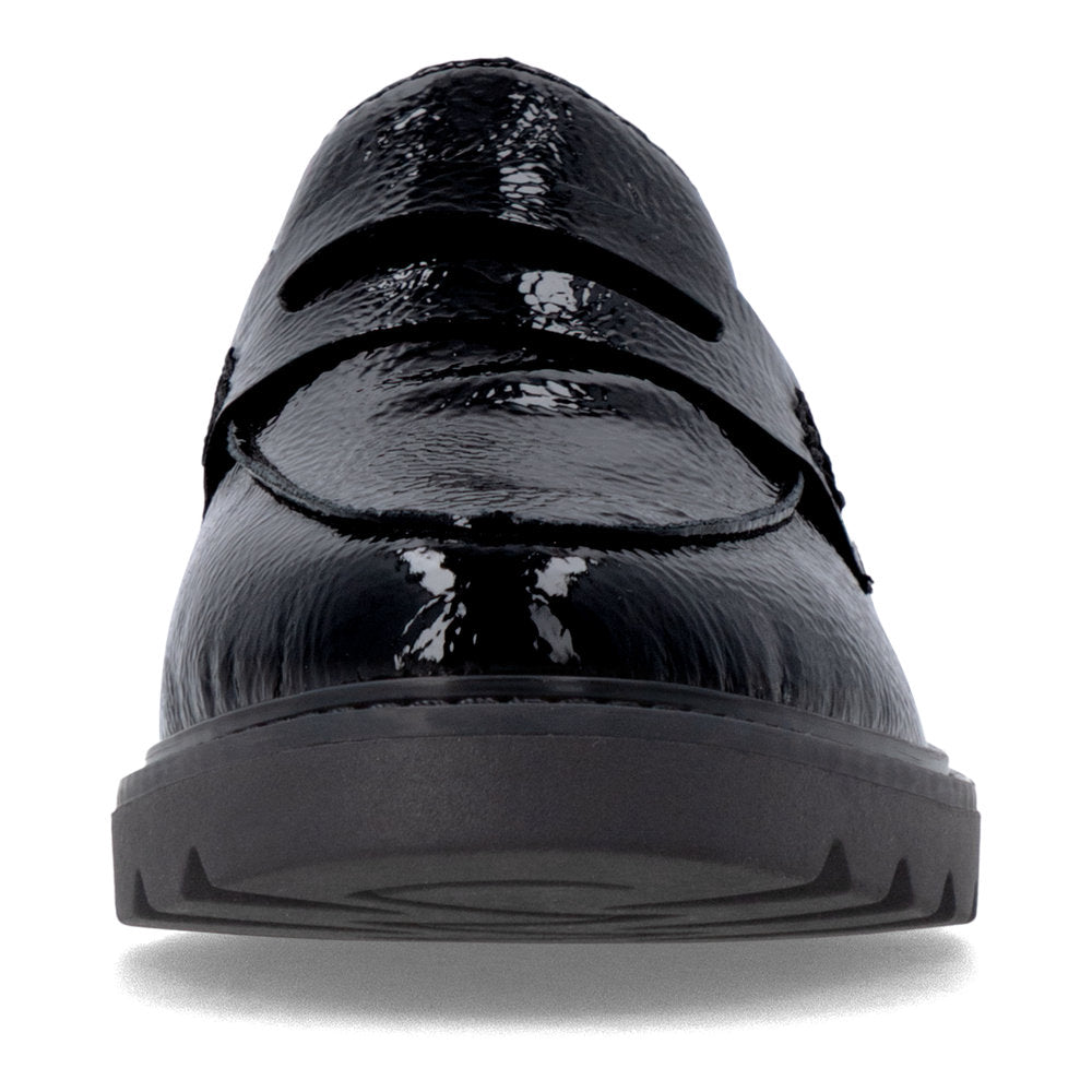 Mocassins Remonte D2Q05-02 Noirs - Cuir Verni Élastique Grande Pointure Femme - Magenta Chaussures