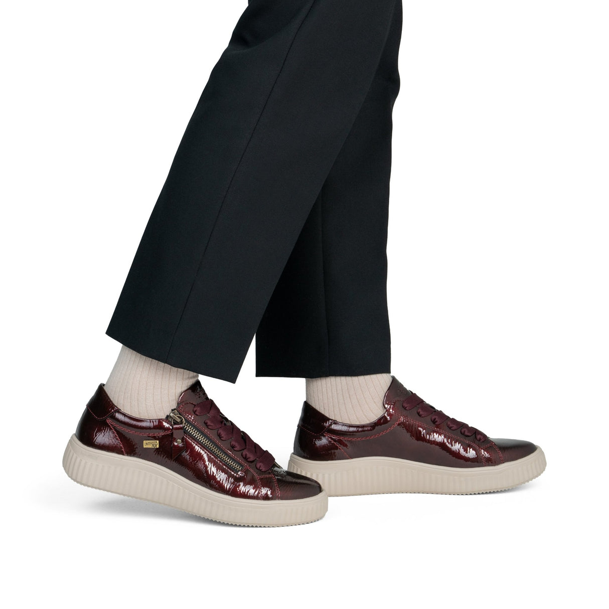 Baskets Remonte D3E07-35 Rouges - Vernis Imperméable remonteTEX Grande Pointure Femme - Magenta Chaussures