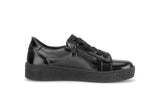 Baskets Gabor 6010.02.004 Noires - Cuir Verni Zip Talon Compensé Grande Pointure Femme - Magenta Chaussures