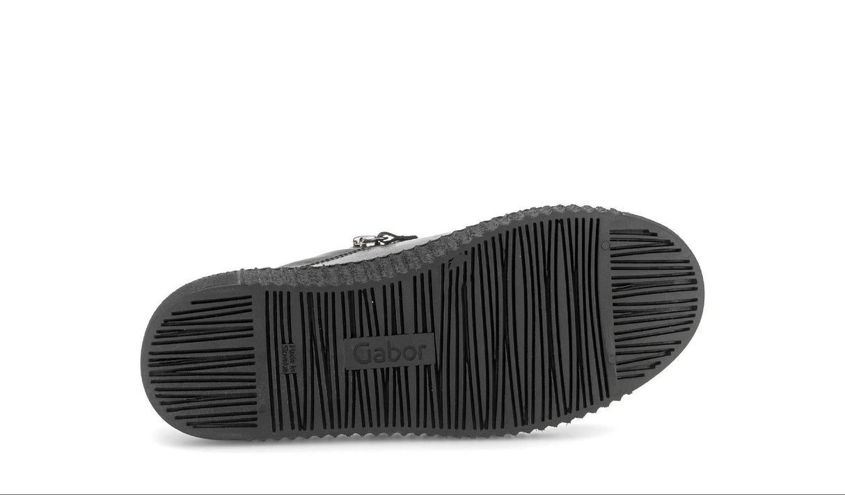 Baskets Gabor 6010.02.004 Noires - Cuir Verni Zip Talon Compensé Grande Pointure Femme - Magenta Chaussures