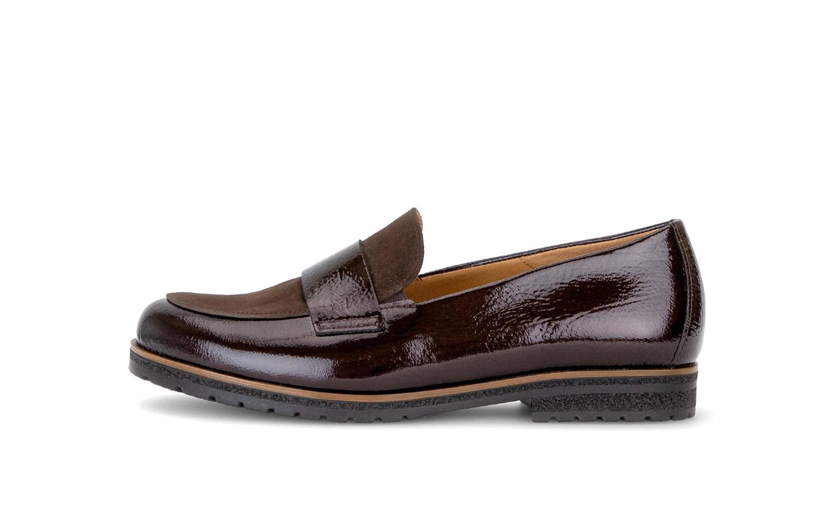 Mocassins Gabor 4005.01.009 Marron - Cuir Vernis Élastique Grande Pointure Femme