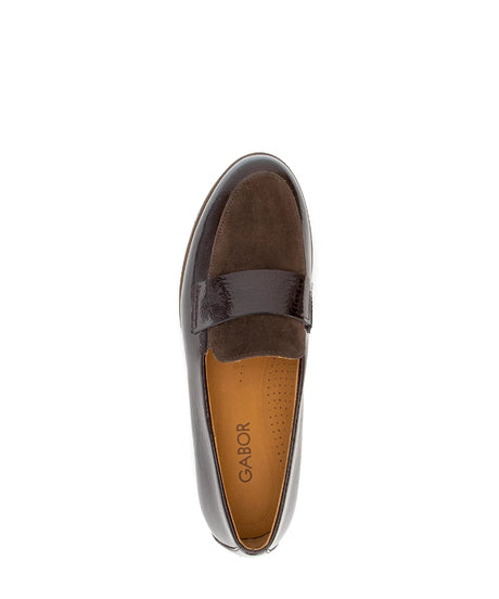 Mocassins Gabor 4005.01.009 Marron - Cuir Vernis Élastique Grande Pointure Femme