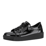 Baskets Gabor 6010.02.004 Noires - Cuir Verni Zip Talon Compensé Grande Pointure Femme - Magenta Chaussures