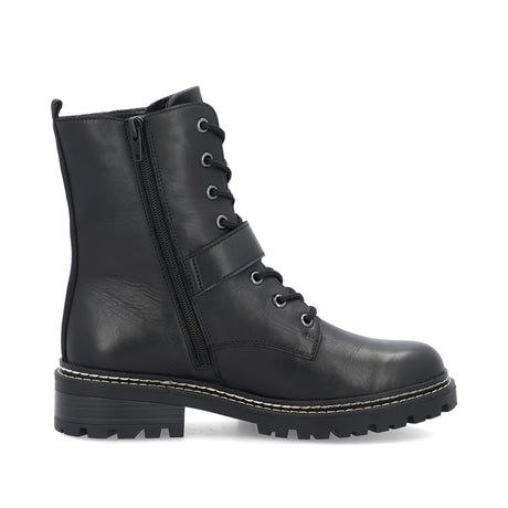 Bottines Remonte D0B78-01 Noires - Lacets Boucle Grande Pointure Femme