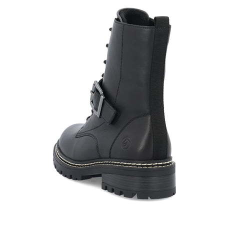 Bottines Remonte D0B78-01 Noires - Lacets Boucle Grande Pointure Femme