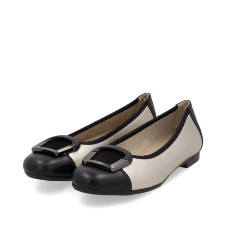 Ballerines Remonte D0K12-90 Noires - Cuir Lacets Boucle Grande Pointure Femme