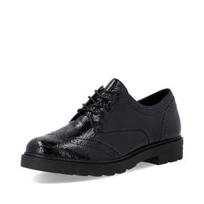 Chaussures à Lacets Remonte D2Q04-02 Noires - Vernis Talon Bloc Grande Pointure Femme - Magenta Chaussures