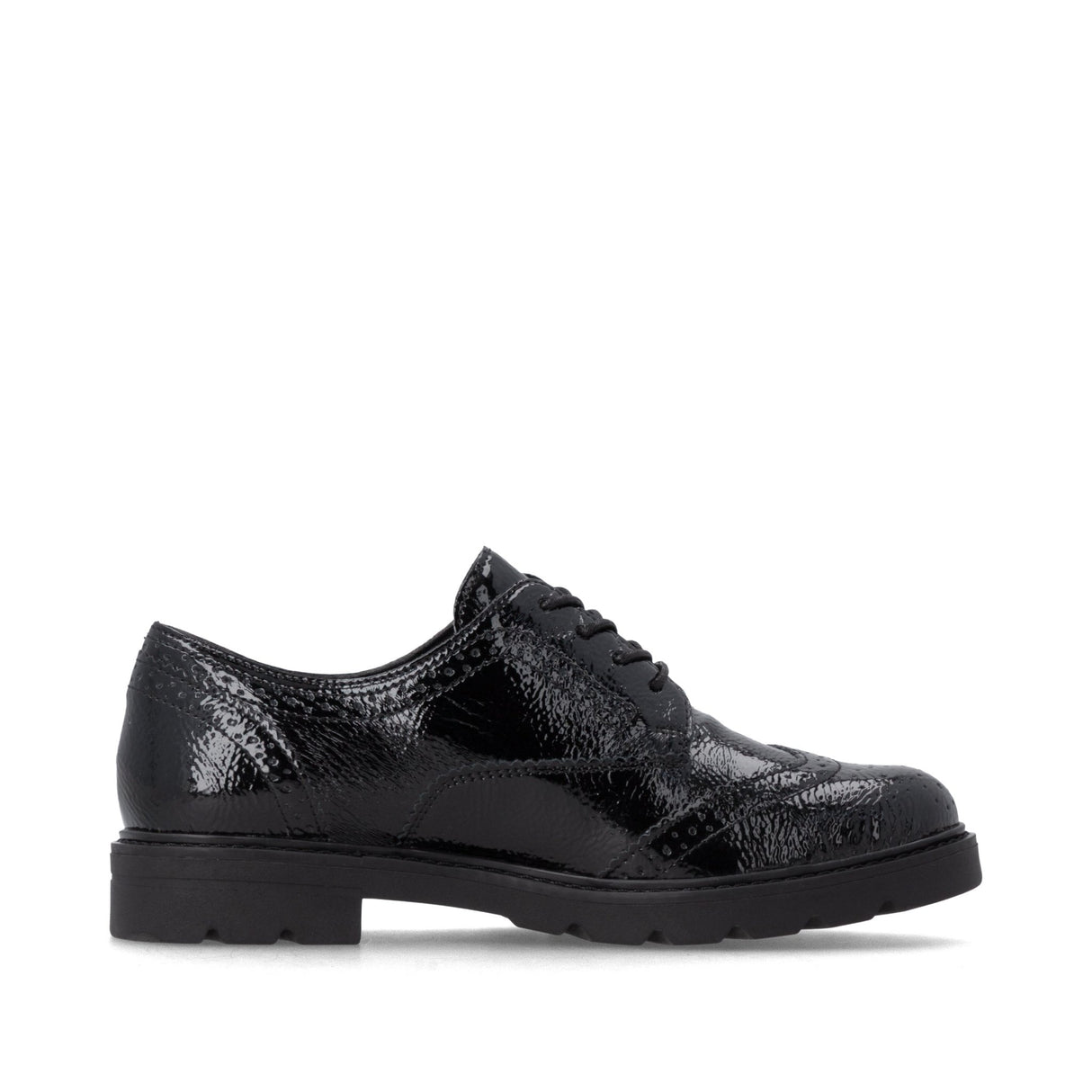 Chaussures à Lacets Remonte D2Q04-02 Noires - Vernis Talon Bloc Grande Pointure Femme - Magenta Chaussures