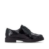 Chaussures à Lacets Remonte D2Q04-02 Noires - Vernis Talon Bloc Grande Pointure Femme - Magenta Chaussures
