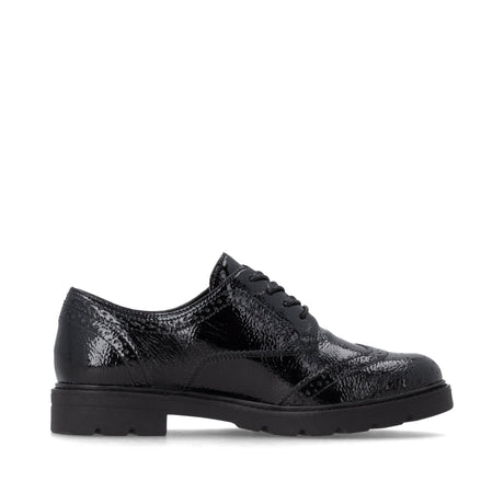 Chaussures à Lacets Remonte D2Q04-02 Noires - Vernis Talon Bloc Grande Pointure Femme - Magenta Chaussures