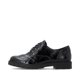 Chaussures à Lacets Remonte D2Q04-02 Noires - Vernis Talon Bloc Grande Pointure Femme - Magenta Chaussures