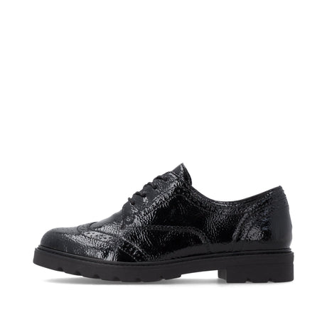 Chaussures à Lacets Remonte D2Q04-02 Noires - Vernis Talon Bloc Grande Pointure Femme - Magenta Chaussures