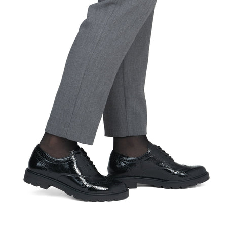 Chaussures à Lacets Remonte D2Q04-02 Noires - Vernis Talon Bloc Grande Pointure Femme - Magenta Chaussures