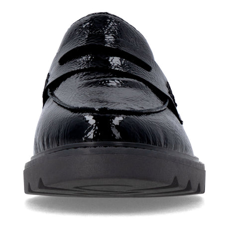 Mocassins Remonte D2Q05-02 Noirs - Cuir Verni Élastique Grande Pointure Femme - Magenta Chaussures