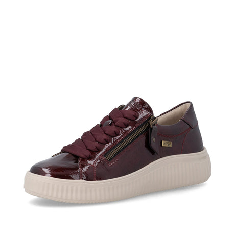 Baskets Remonte D3E07-35 Rouges - Vernis Imperméable remonteTEX Grande Pointure Femme - Magenta Chaussures