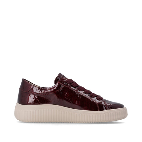 Baskets Remonte D3E07-35 Rouges - Vernis Imperméable remonteTEX Grande Pointure Femme - Magenta Chaussures