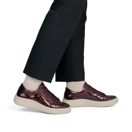 Baskets Remonte D3E07-35 Rouges - Vernis Imperméable remonteTEX Grande Pointure Femme - Magenta Chaussures
