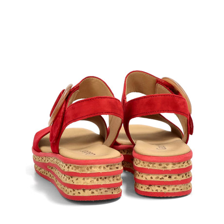 Sandales Gabor 64.550.15 Rouge - Cuir Bout Ouvert Velcro Femme