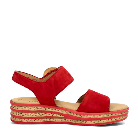 Sandales Gabor 64.550.15 Rouge - Cuir Bout Ouvert Velcro Femme