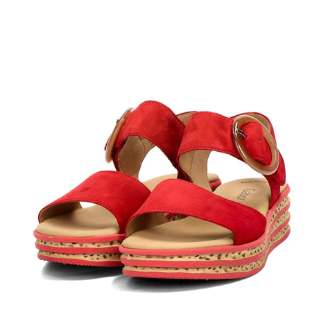 Sandales Gabor 64.550.15 Rouge - Cuir Bout Ouvert Velcro Femme