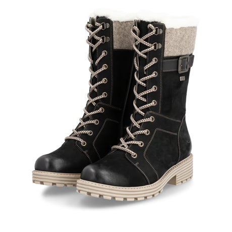 Bottines Remonte D0W72-03 Noires - Lacets Grande Pointure Femme