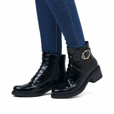 Bottines Remonte D1A72-01 Noires - Lacets Grande Pointure Femme