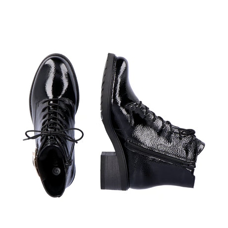 Bottines Remonte D1A72-01 Noires - Lacets Grande Pointure Femme
