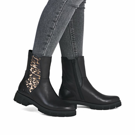 Bottines Remonte D2S70-03 Noires - Lacets Grande Pointure Femme