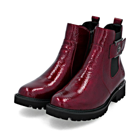 Bottines Remonte D8684-33 Rouges - Cuir Lacets Grande Pointure Femme
