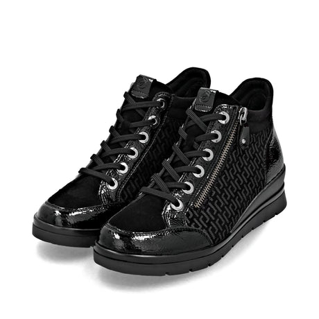 Bottines Remonte R0773-05 Noires - Lacets Grande Pointure Femme