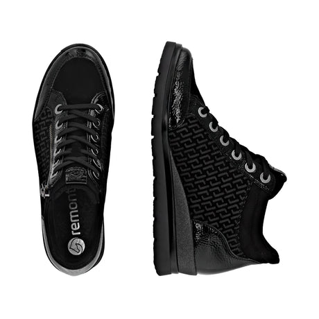 Bottines Remonte R0773-05 Noires - Lacets Grande Pointure Femme